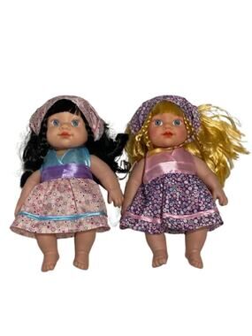 11 Inch Fashion Dolls Set of 2 Blonde Brunette Girls Toy Matching Dresses New
